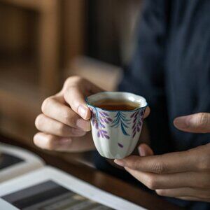Hand-Painted Wisteria Ceramic Teacup – Gongfu Tea Master Cup for Home Use